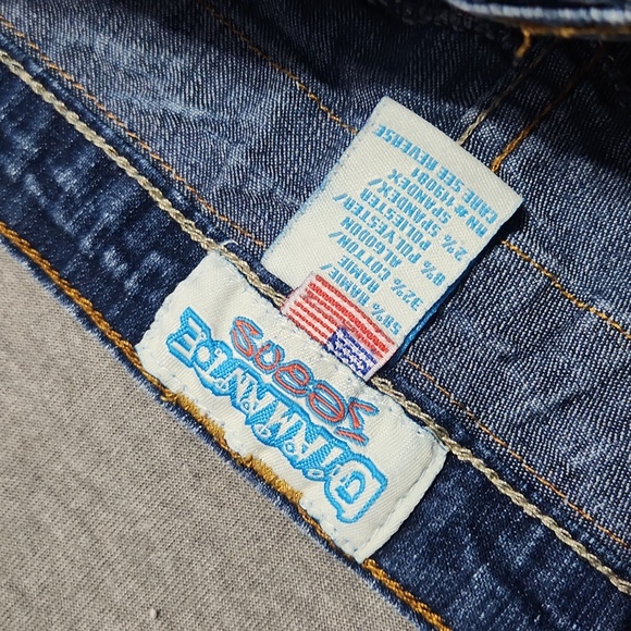 Y2K DIAMANTE Rhinestone Bedazzled Denim Blue Jean Bermuda Shorts Jorts - Picture 6 of 11